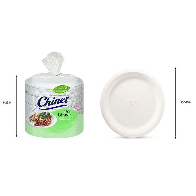 Chinet Classic Dinner Paper Plates, 10.375", 165 ct