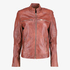 Women Cafe Racer Brown Leather Jacket
